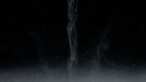 Macro of smoke stream and dusk particles floating on black abstract backgroun Stock Footage 79780091