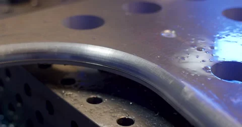 Macro of a smooth rounded edge on a precision-milled aluminum part Video stock 329475742