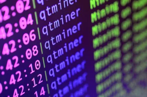 Macro snapshot of the program interface for crypto currency mining on the mon Stockfoto's