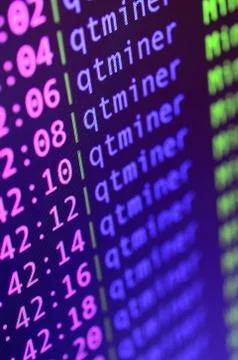 Macro snapshot of the program interface for crypto currency mining on the mon 库存照片