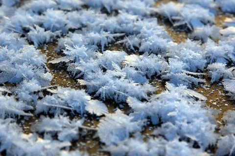 Macro snow crystal textures, background 스톡 사진