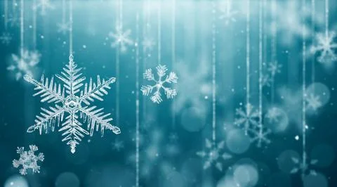 Macro Snowflake and Fallen Defocused Snowflakes Foto stock