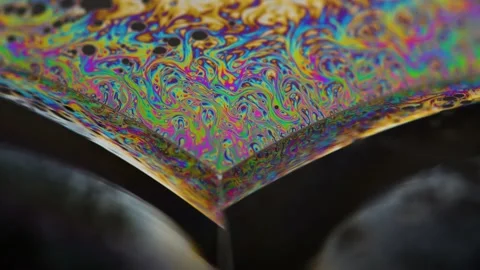Macro soap bubble creates a colorful and psychedelic background. Rainbow colors Stock Footage 150564830