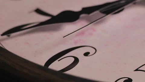Macro Static Shot of Second Hand Ticking Past Number Six on Antique Clock Stock Footage 336090897