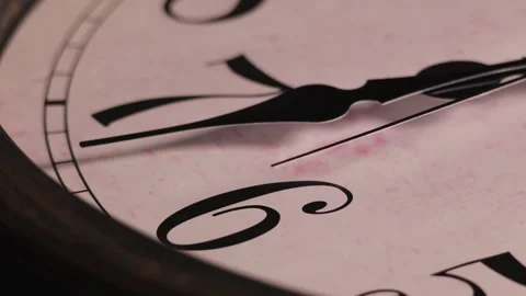 Macro Static Shot of Ticking Second Hand on Vintage Clock Face Stock Footage 336090777