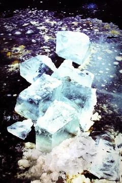 Macro structure, pattern and crystals of newly formed ice Foto stock