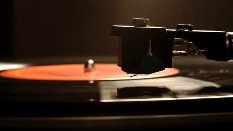 Macro of stylus on spinning vinyl record Stock Footage 88791572