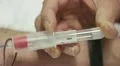 macro of syringe while nurse draws blood HD Footage