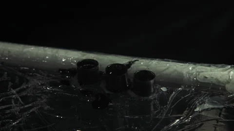 Macro tattoo master takes black pigment with tattoo machine Stockbeeldmateriaal 104863964