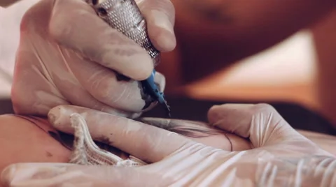 Macro Tattoo process Stock Footage 40657332