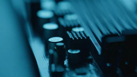 Macro tech device structure inside modern technological gadget. Closeup details Stock Footage 332672966