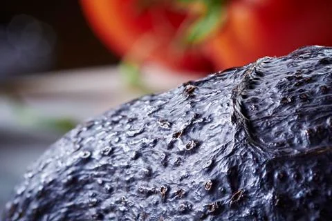 Macro Texture of an Avocado on a Kitchen Counter Stock Photos