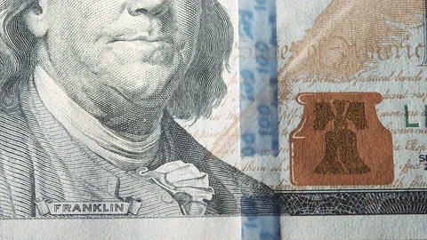 Macro texture banknotes shot close up 100 50 20 10 american dollar bills. Cash Stock Footage 196170504