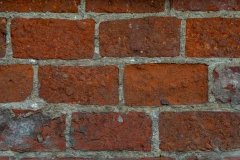 Macro texture of a beautiful red brickwork. Stock Photos