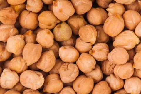 Macro texture of beige chickpeas 스톡 사진