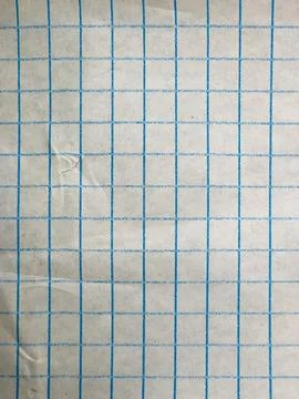Macro texture of blue grid pattern on squared graph paper Stock Photos