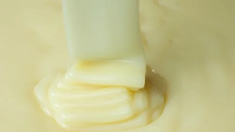 Macro Texture Condensed Milk, Aesthetic Culinary Abstract Background Stock Footage 333131368