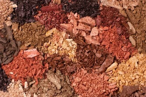 Macro texture of different shades of eyeshadow top view Foto stock