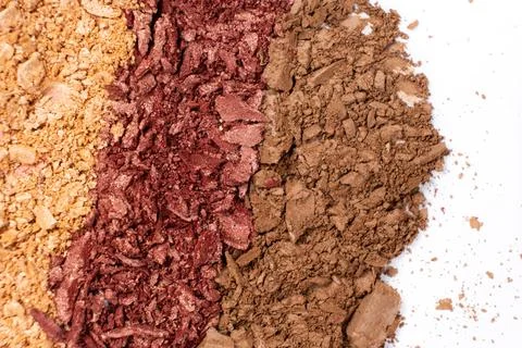 Macro texture of different shades of eyeshadow top view 스톡 사진