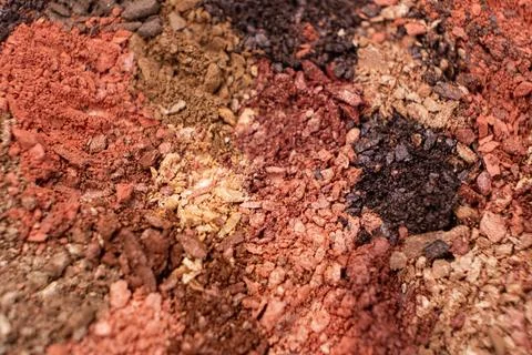 Macro texture of different shades of eyeshadow top view Stock Photos