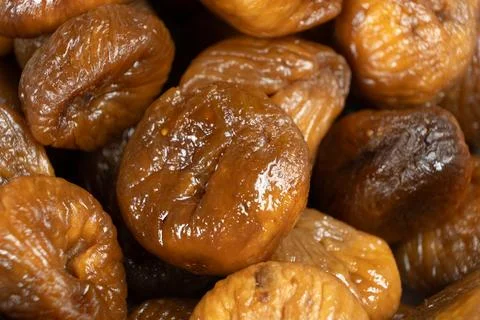 Macro Texture of Dried Figs, Lots of Figs, Fruit Background Stock Photos