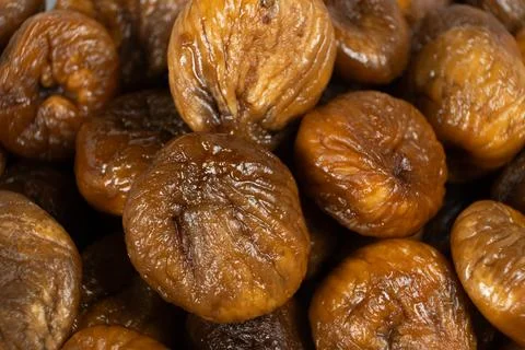 Macro Texture of Dried Figs, Lots of Figs, Fruit Background Stock Photos