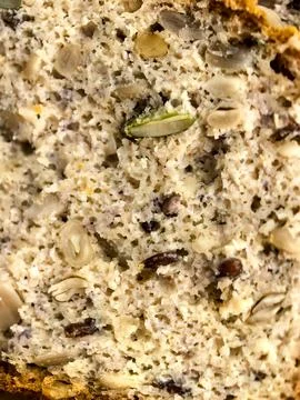Macro Texture of Keto Bread Crumb with Seeds Stock Photos