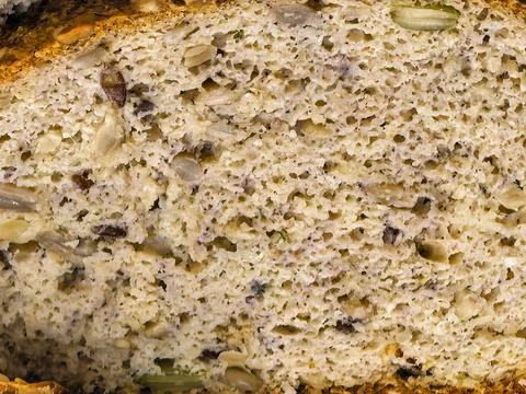 Macro Texture of Keto Seed Bread Crumb and Seeds Stock Photos