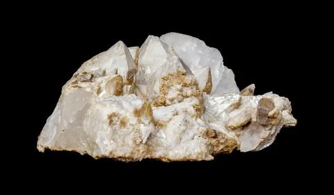 Macro Texture of Milky Snow Quartz Mineral Isolated on Black Stock Photos