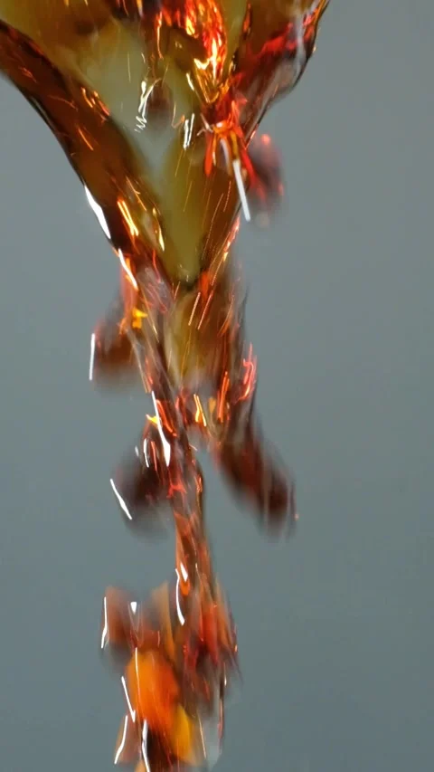 Macro Texture Natural Soy Sauce Flowing Slow Motion Vertical Shot Stock Footage 329551005
