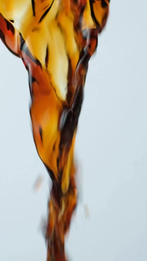 Macro Texture Natural Soy Sauce Flowing Slow Motion Vertical Shot Stock Footage 330592495