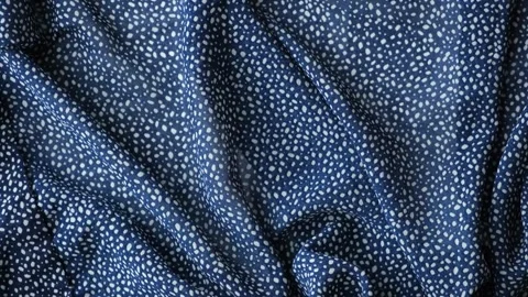 Macro Texture Polyester Blue Fabric Polka Dot Pattern Stock Footage 310604787