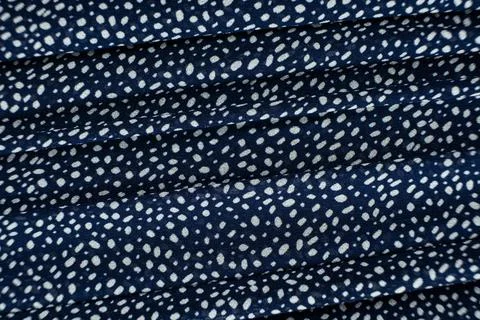 Macro Texture Polyester Blue Fabric Polka Dot Pattern Stock Photos