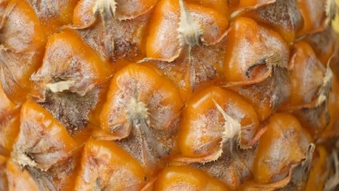 Macro texture of ripe pineapple rind rotating in close up. Stock Footage 340167275