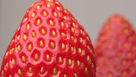 Macro Texture of a Ripe Red Strawberry Skin and Seeds. Stock Footage 318515683
