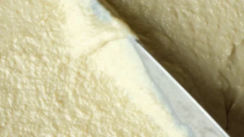 Macro texture of smooth creamy hummus top view Stock Footage 332657722