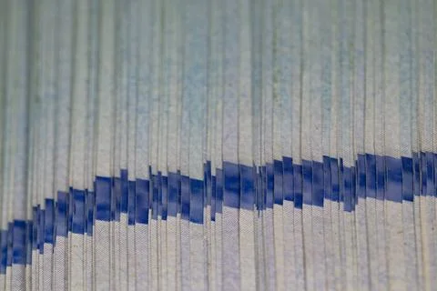 Macro texture of a stack of new banknotes with blue security holographic ri.. Stock Photos