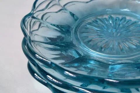 Macro texture of teal cut glass bowl Stock Photos