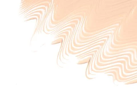 Macro texture of thick foundation cream or beige paint stroke on white back.. Stock Photos
