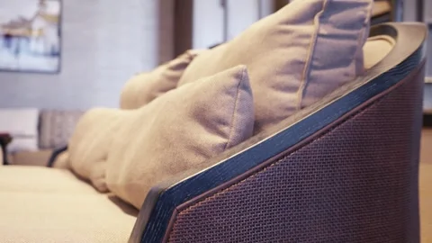 Macro Texture of Woven Upholstery on Designer Chair Stock Footage 334010703