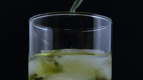 Macro three drops green liquid added to beverage Stock Footage 70674761