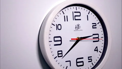 Macro Time-Lapse of Grey Circular Clock with Red Second Hand on White Stock Footage 337191188