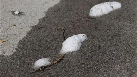 Macro time-lapse shot of shiny melting snow particles turning into liquid water  Stock-Footage 149035145