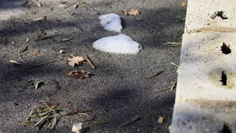 Macro time-lapse shot of shiny melting snow particles turning into liquid water  Stock Footage 149035428