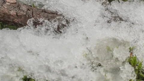 Macro time-lapse shot of shiny melting snow particles Stock Footage 235780657