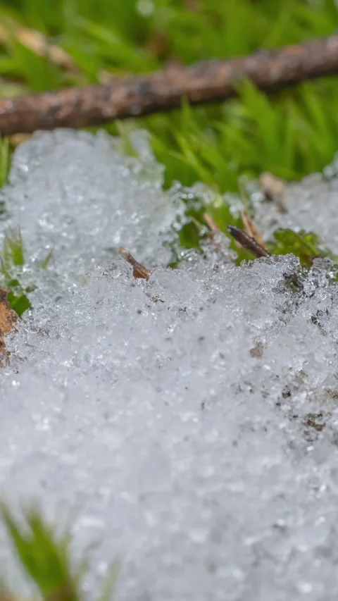 Macro time-lapse shot of shiny melting snow particles Stock Footage 269340284