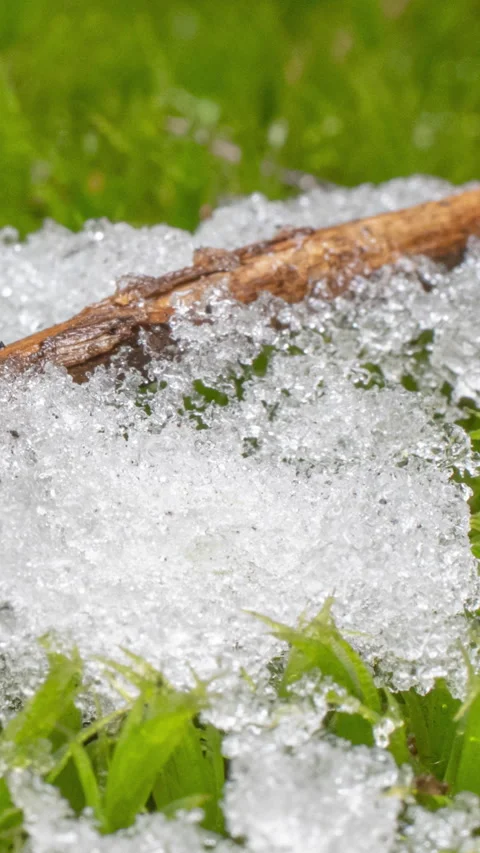 Macro time-lapse shot of shiny melting snow particles Stock Footage 279336208