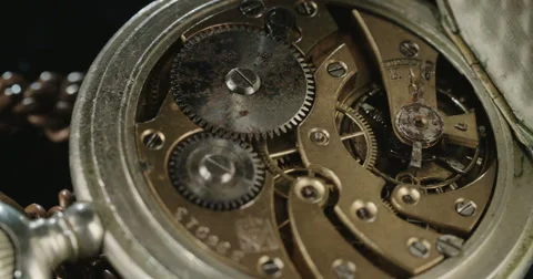 Macro tracking shot of antique pocket watch Stock Footage 67486591