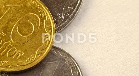 Macro of Ukrainian coins Stock Photos