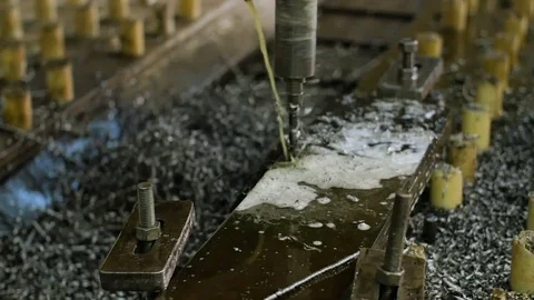 Macro unique holes drilling process in metal details with modern automatic Stock Footage 73201094